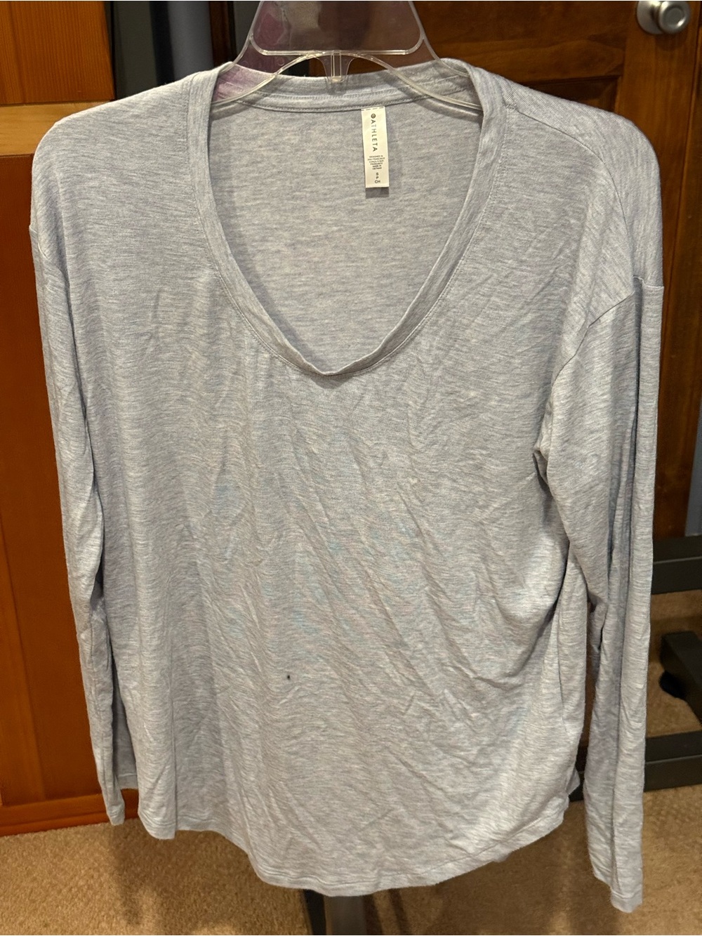 Athleta Slouchy Light Blue V-Neck Long Sleeve Top